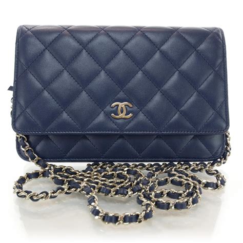 chanel wallet on chain blue.